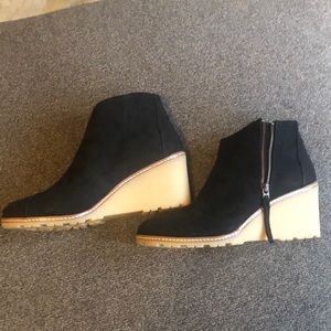 Black wedge booties 3 inch heel